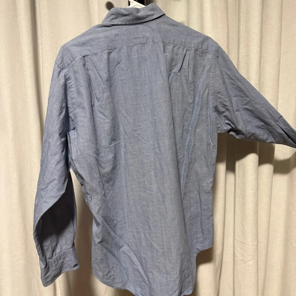 Polo Ralph Lauren Mens Blue Micro Check Button Down Shirt Long Sleeve Monogram